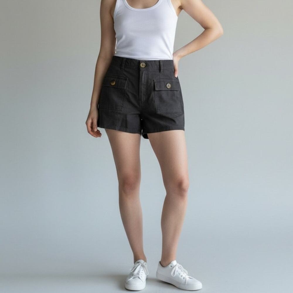 Vuori Vintage Ripstop Utility Shorts Women's Sz S Charcoal Gray Granola Girl